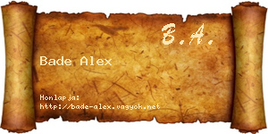 Bade Alex névjegykártya